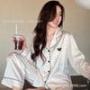 11 Polka Dot Triangle Standard Ice Silk Pajamas Women's Spring Thin French Simple Cardigan Lapel Imitation Silk Pajamas