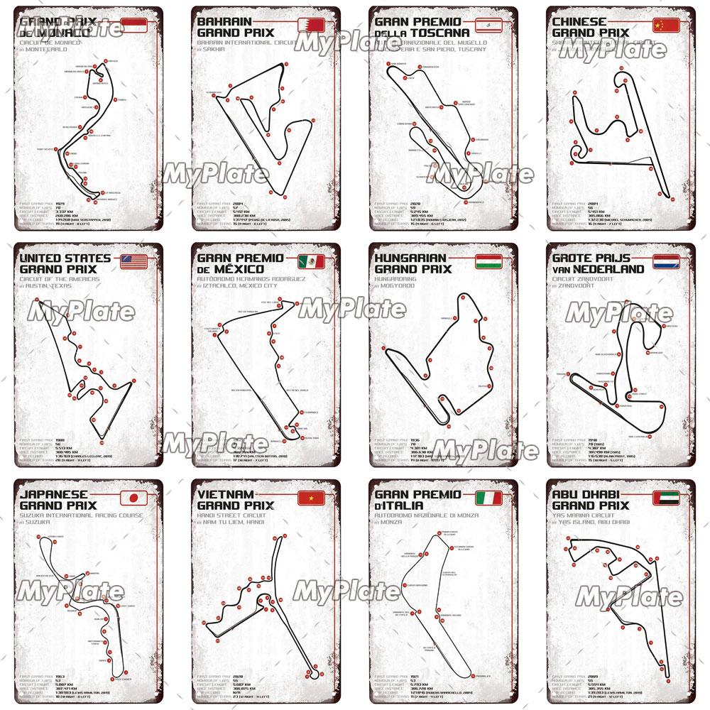 Vintage Racing Track Metal Poster Competition Tin Sign Plaque Iron Plate Bar Club Man Cave Home Wall Decor Fans Poster Custom