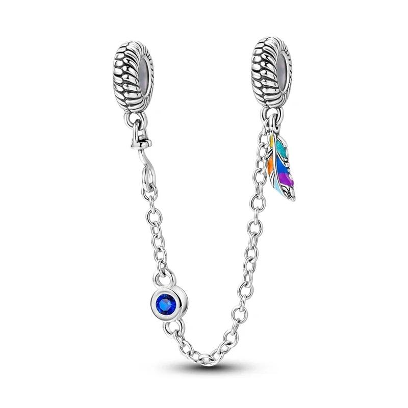 Copper Star Crescent Sun Earth Safety Chain Piece Fit Original Wrist Bracelet Beaded Designer Charms Necklace Female Jewelry