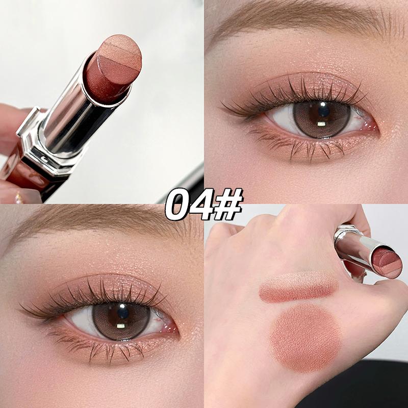 Three Color Eyeshadow Stick Matte Pearl Glitter Long Lasting Waterproof Twist Up Portable Travel Friendly Daily Eye Makeup