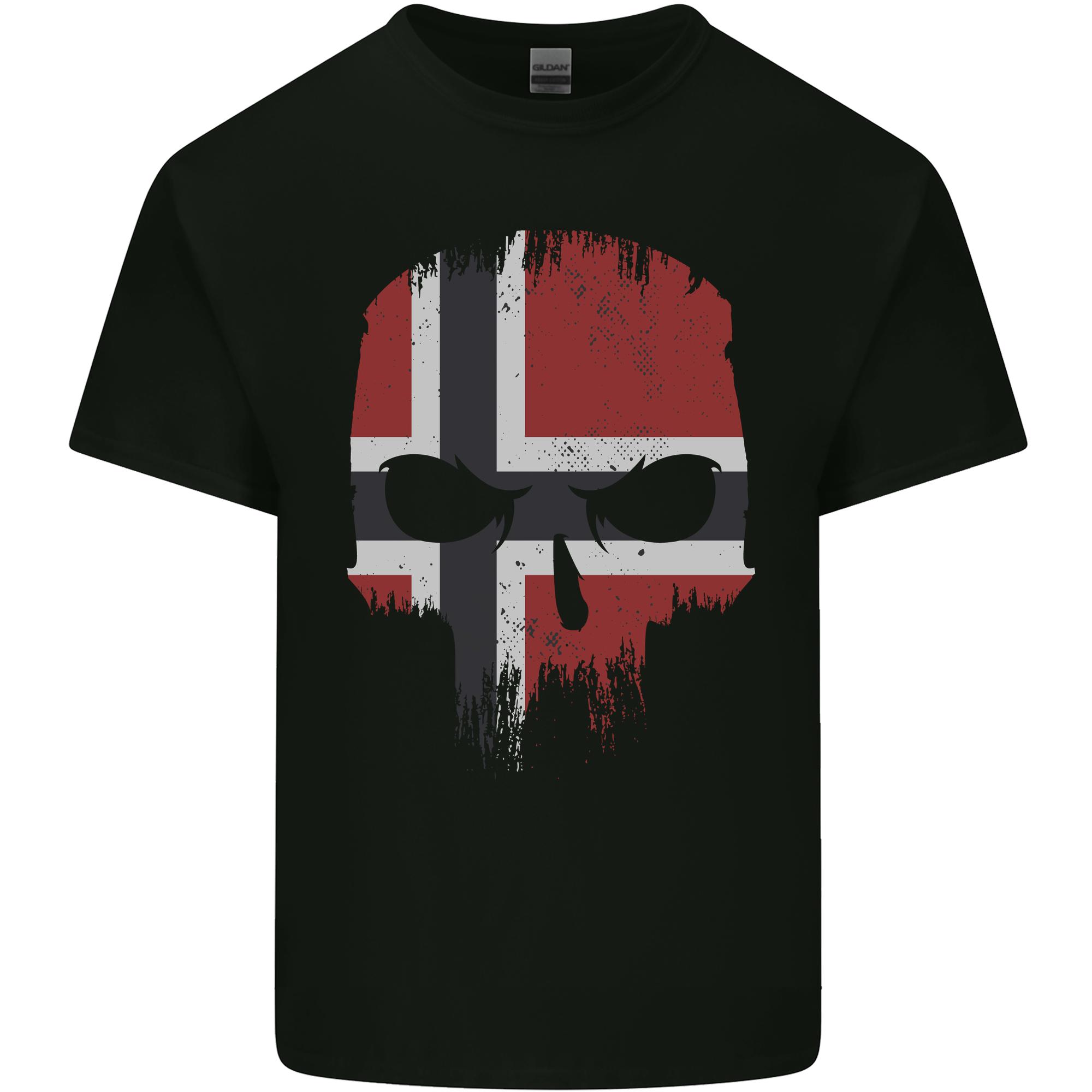 Norway Skull Flag Gym Bodybuilding Biker Unisexs Light Cotton TShirt S