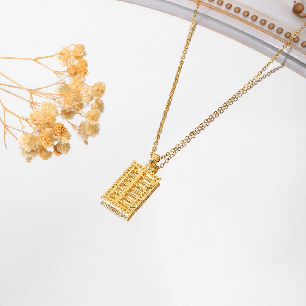 Chic Non-Fading Titanium Steel Necklace for Women with Unique Design and Sparkling Copper Pendant