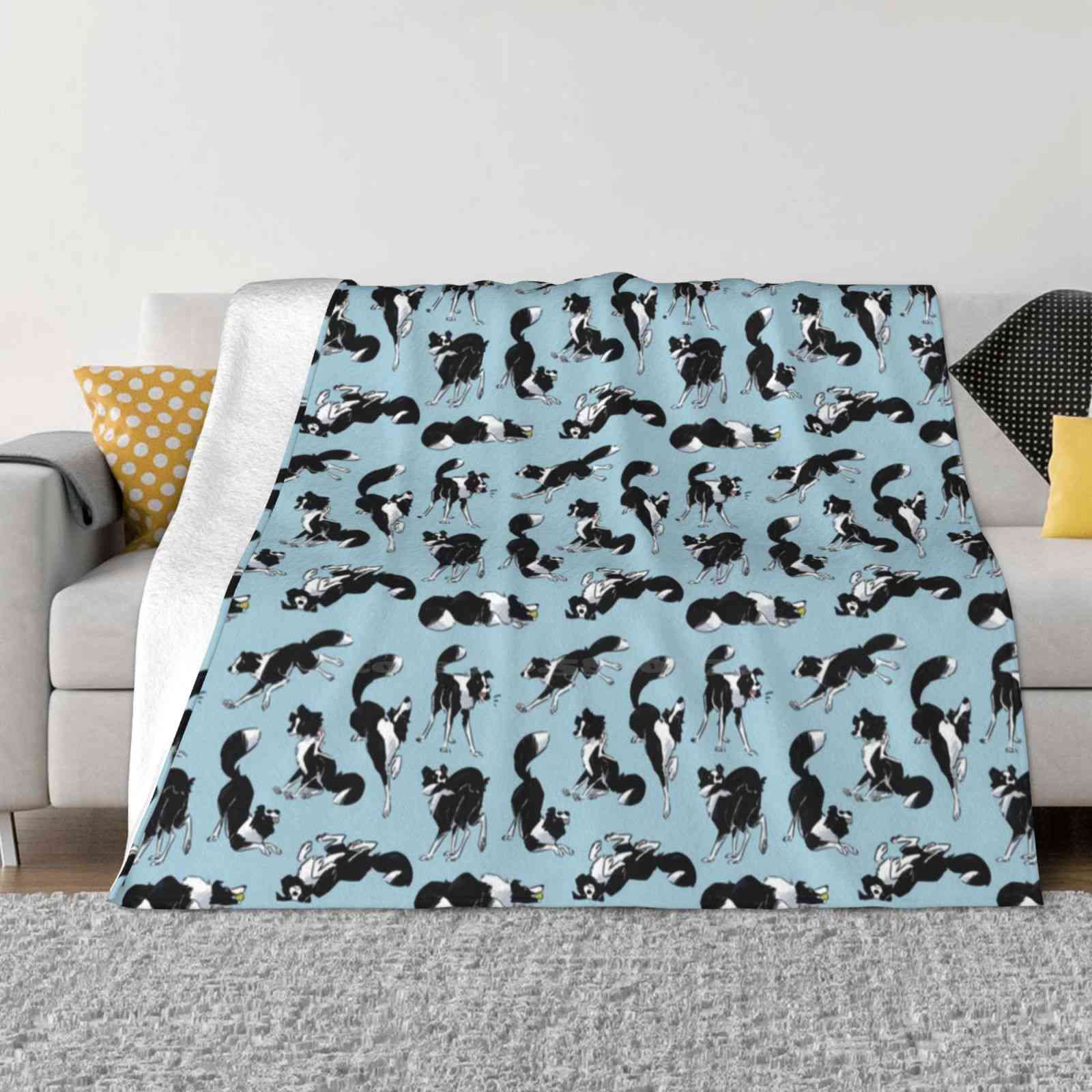 Border Collie New Selling Custom Print Flannel Soft Blanket Border Collie Dogs Fart Black White Cute Animal 30x40in