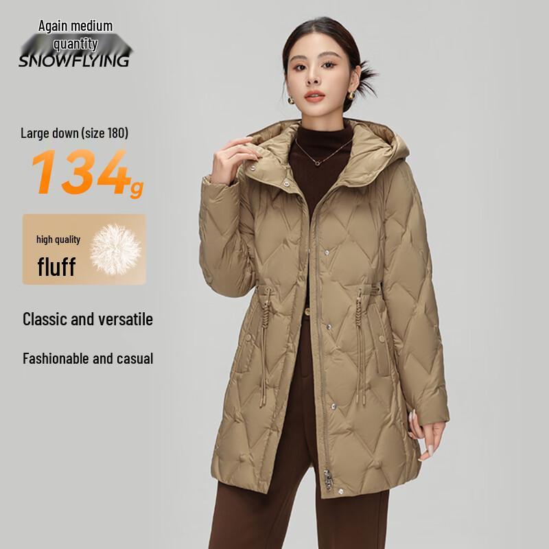 Xuezf Women's Mid-Length Hooded Duck Down Jacket
