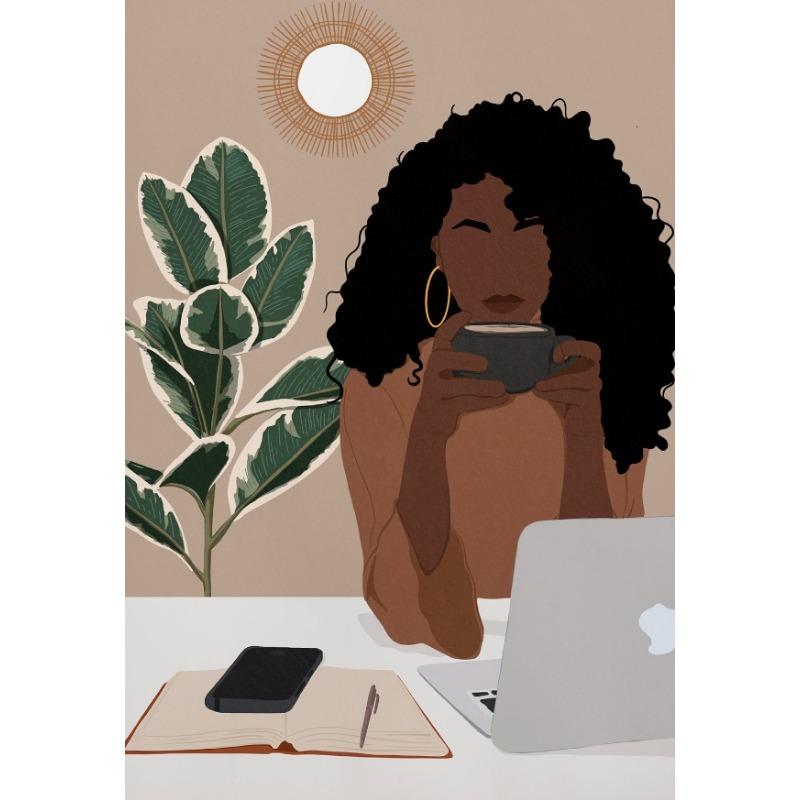 Colorful Tropical Black Girl Fashion Woman Book Lover African Poster Canvas Painting Nodic Wall Art Pictures Home Decoration