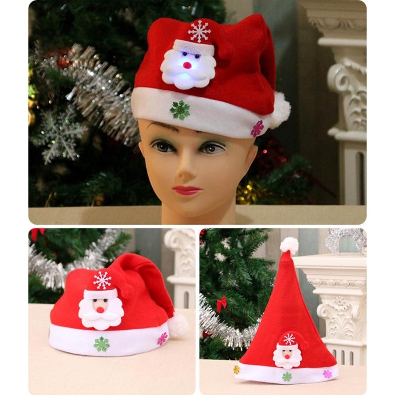 Set of 5 LED Christmas Hats for Children, Festive Light Up Santa Caps for Kids Party, Perfect for Boys and Girls