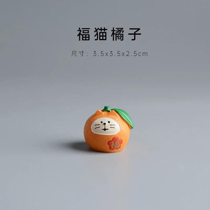 ZAKKA Miniatures Cat Panda Home Decor Crafts Cute Orange Figurines Resin Handicraft Desktop Ornaments Car Interior Accessories