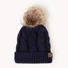 Unisex Acrylic Cable Knit Beanie Hat Winter Warm Pom Pom Cuff Brimmed Ear Cover Cap