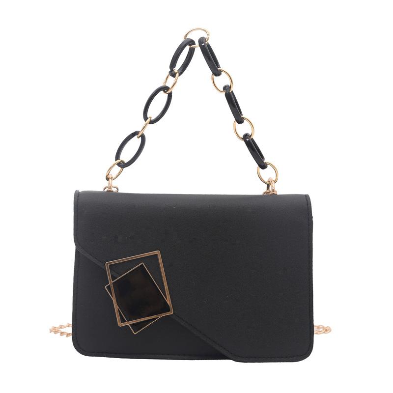 Однотонная женская маленькая квадратная сумка через плечо модная уличный стиль сумка-мессенджер модная цепочка только красивая женская сумка чёрный