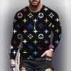 2025 New Hot Selling Cross-border Fashion Trendy Men's Niche Brand Full Print Long Sleeve Men's T-Shirt Loose and Comfortable Top