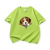 Kids Cotton T Shirt Cute Beagle Puppy Dog Zipper Print Crew Neck Short Sleeve Tee Casual Breathable Boys Girls Summer Tops