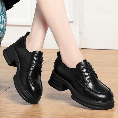 Soft-soled Loafers Women's Retro Spring and Autumn New Single Shoes British Style Platform Work Shoes Small Leather Shoes