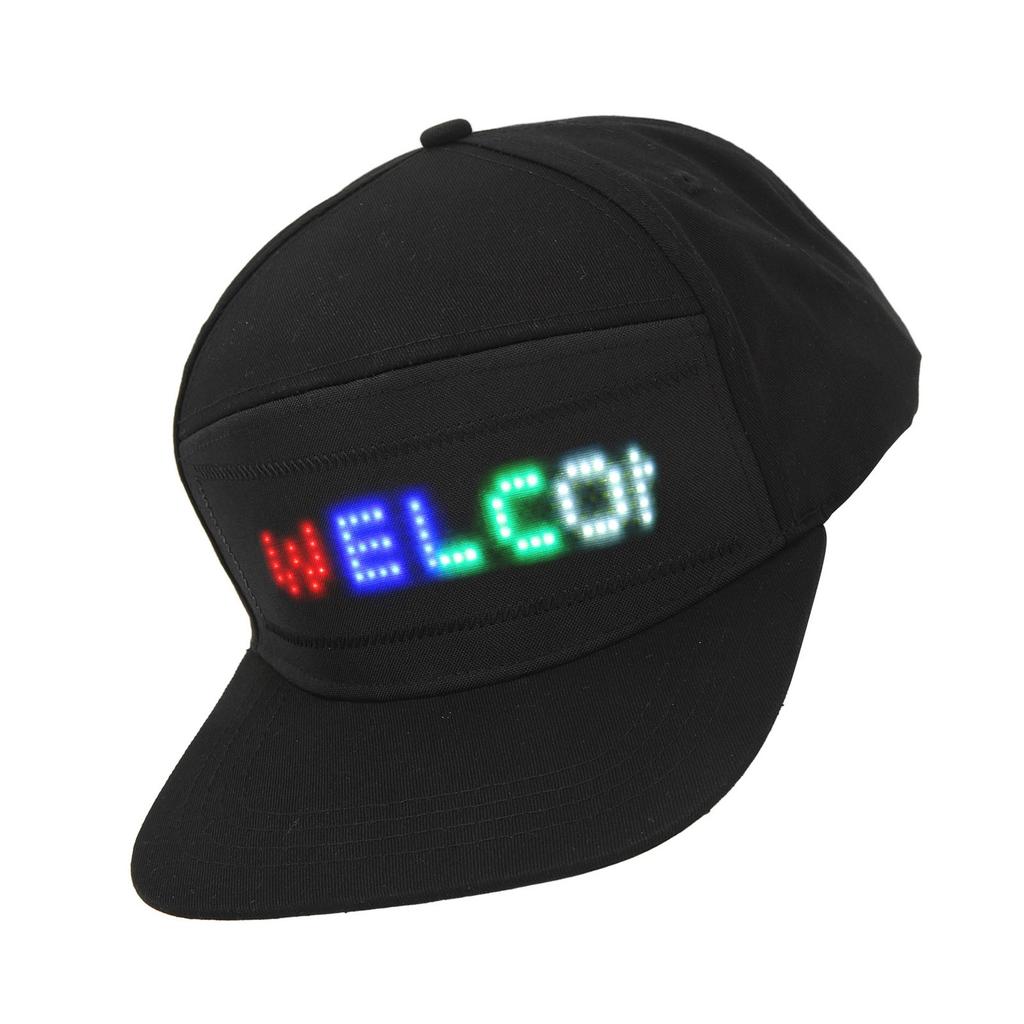 LED Cap Programmable Bluetooth APP Control Editable Colorful LED Hat for Outdoor Concert Carnival Black