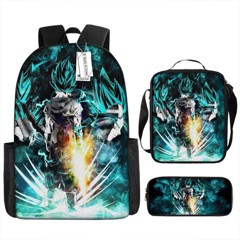 Dragon Ball Backpack Cross-border Trend Backpack Retro School Bag Dragon Ball Cartoon Three-piece Set