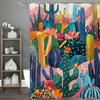 Vibrant Cactus Garden Shower Curtain With Colorful Patterns For A Fun And Lively Bathroom Decor