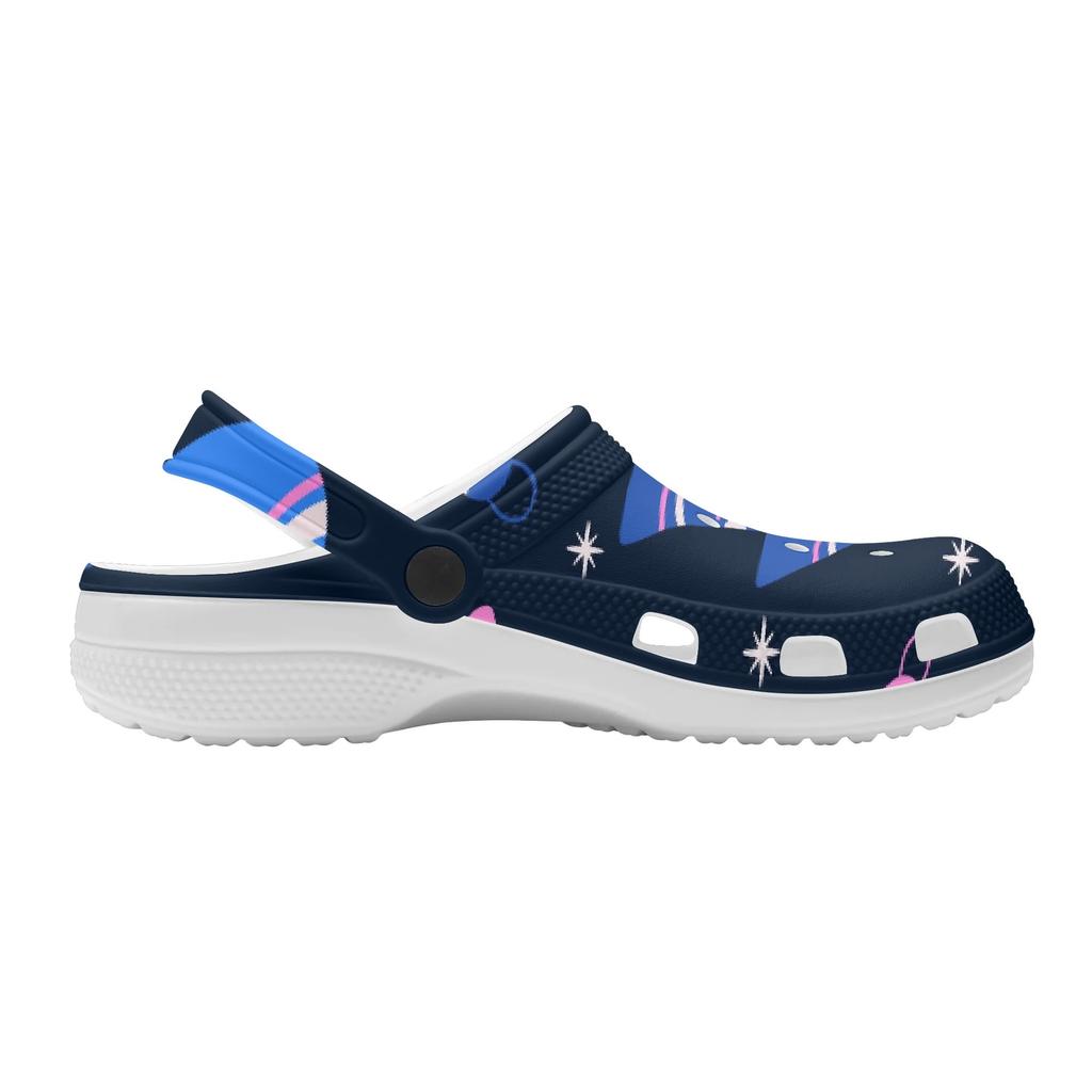 Unisex White Printed EVA Travel Clogs Breathable Soft Sole Slip On Travel Use Beach Garden Daily Walking Beach Sandals Home Use