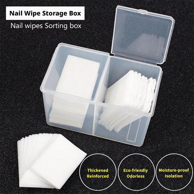 1pc Nail Storage Box Double Grille Dust Proof Belt Cover Cotton Sheet Napkin Storage Box Nail Accessories Finishing