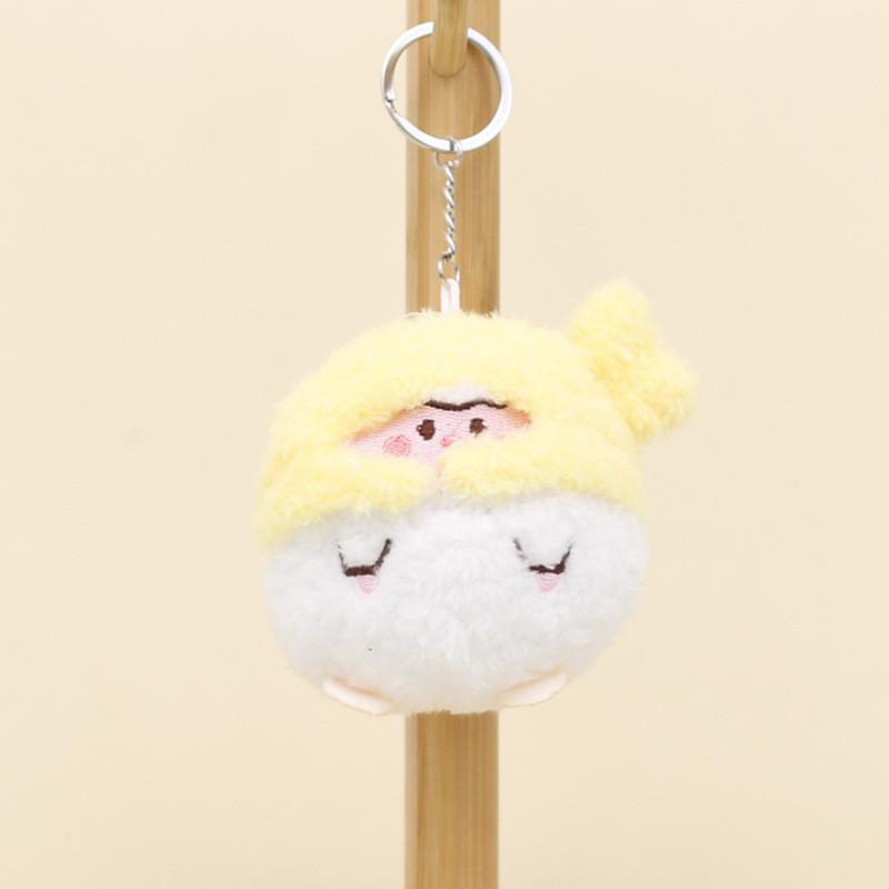 Soft Short Plush Bunny Keychain Pink Green Brown Yellow 10cm For Kids