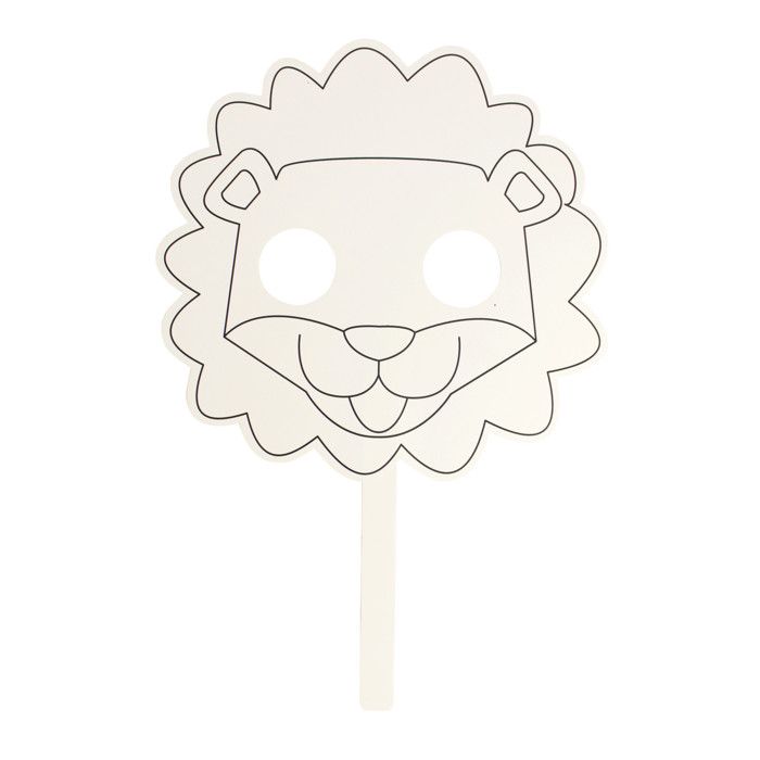 Masque enfant lion à décorer Batonnet inclus x 4 pièces