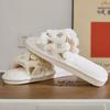 Fashion Christmas Flat Heel Fur Slippers Women Open Toe Mix Color Cotton Slides Woman Indoor Light Non Slip Cotton Slippers Mujer