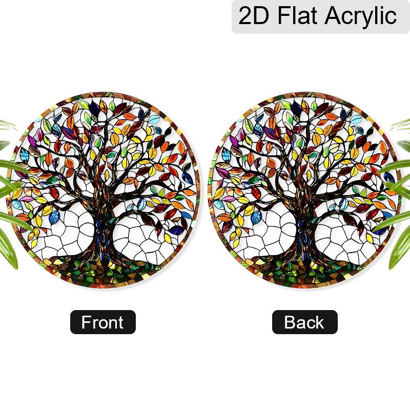 Acrylic Colorful Tree of Life Suncatcher Stained Glass Effect Window Hanging Ornament Nature Themed Gift for Home