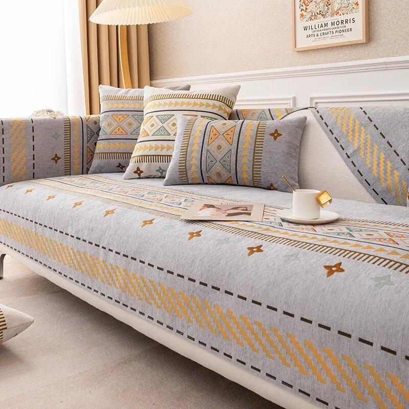 

Чехлы для диванов из синели в богемном стиле, современные четырехсезонные универсальные нескользящие диванные подушки, комбинированные чехлы для гостиной, домашний декор 70x70 cm 1pc