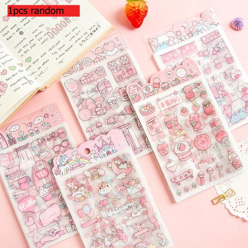 

Gift stationery wholesale girly heart cute cartoon pattern strawberry cherry blossom frosted handbook decoration stickers Kawai
