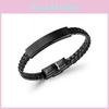Vintage Black Stainless Steel Bracelet Wholesale Fashion Woven Leather Bracelet Jewelry