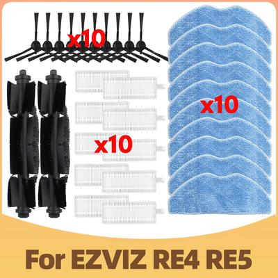 Kompatibel für EZVIZ RE4/ RE4 plus / RE5 / RE5 plus Roboterstaubsaugerteile, Haupt-Seitenbürsten-Mopp-Filter-Ersatzteile.