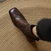Fashion 2024 Winter Genuine Leather Women Boots Autumn Women Shoes Brogues Vintage Block Stretch Chelsea Boots Retro Ankl Boots