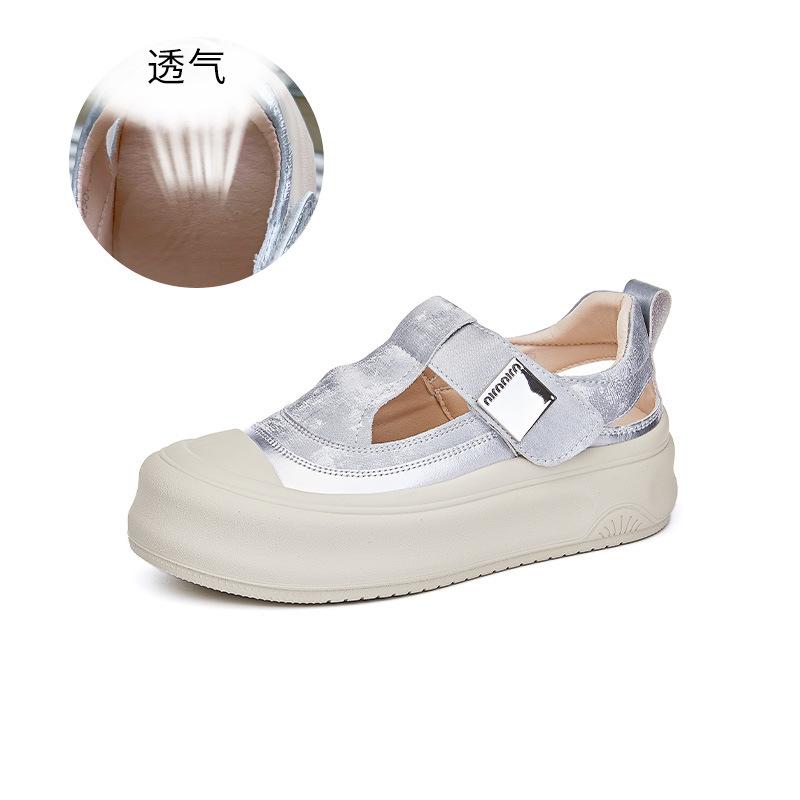 New Velcro little white shoes women s 2025 summer wear casual platform shoes hollow breathable versatile comfortable women s shoes 35 серый 7939₽