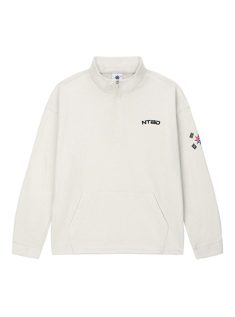 Notbad Korea Taegeuk Embroidered Half-Zip Fleece - Ivory