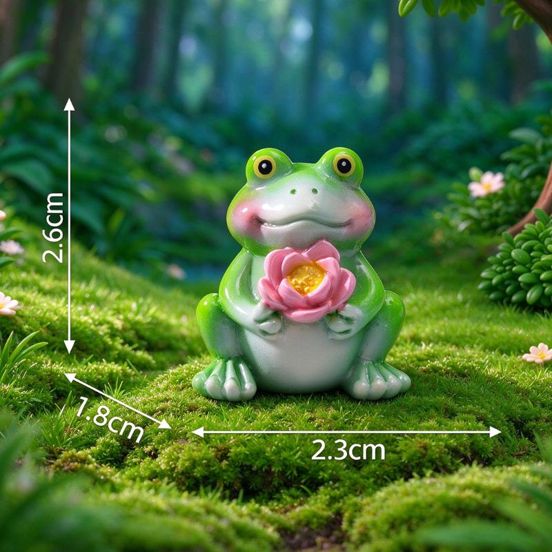 5Pcs Cute Mini Frog Figurine Lovely Cartoon Animal Statue Ornaments For Diy Micro Landscape Garden Terrarium Decoration