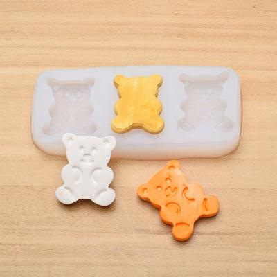 Cake Mold 3-Cavity Demoulding Not Easy Easily Deform Flexible Non-sticky DIY Bear Shape