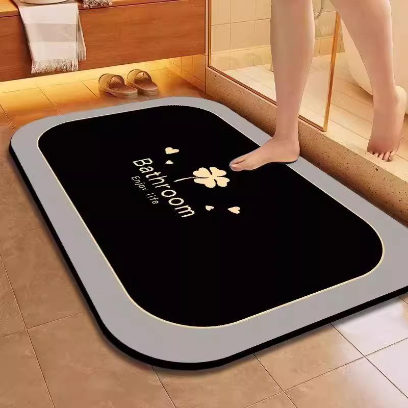 Simple Soft Diatom Mud Mat Bathroom Strong Absorbent Household Bathroom Door Mat Quick Drying Can Be Cut Foot Mat