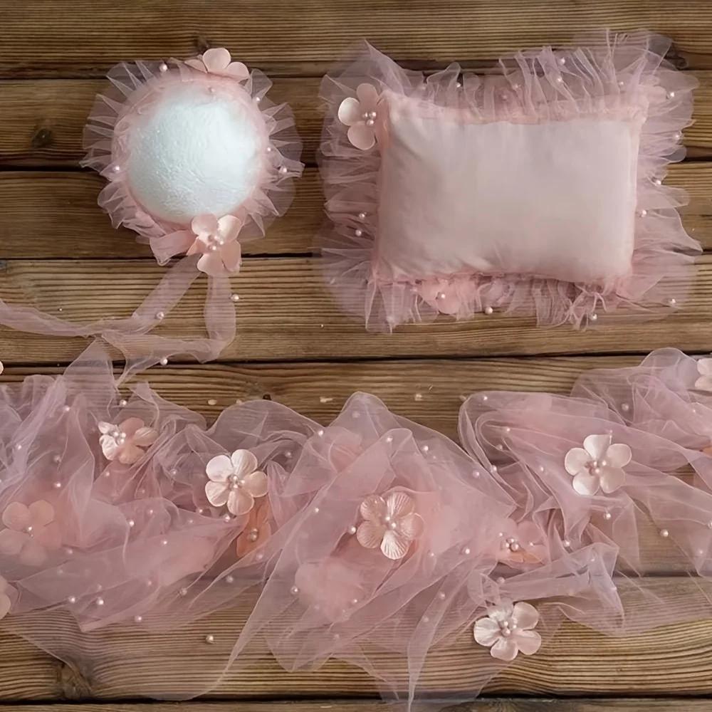 

Lace Posing Pillow Wrap & Headband Set - Newborn Photography Props Lace Hat DesignUnisex for Baby Boys Girls Photo Shoot Posing Other розовый