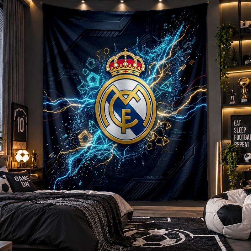Arazzo da Appendere al Muro Stampa Real Madrid Tessuto per Soggiorno Camera da Letto Decorazione per la Casa