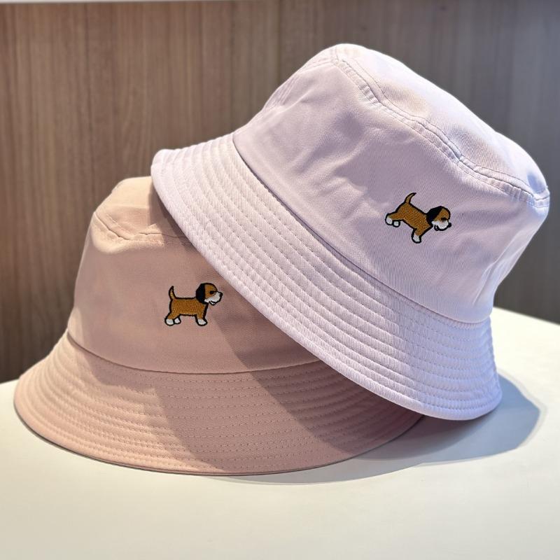 Small fresh embroidery puppy bucket hat women's summer versatile fashion sunscreen sun hat