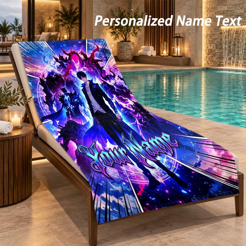 Solo Leveling Custom Name Beach Towel Large Soft Towel for Indoor Bathroom Outdoor Beach