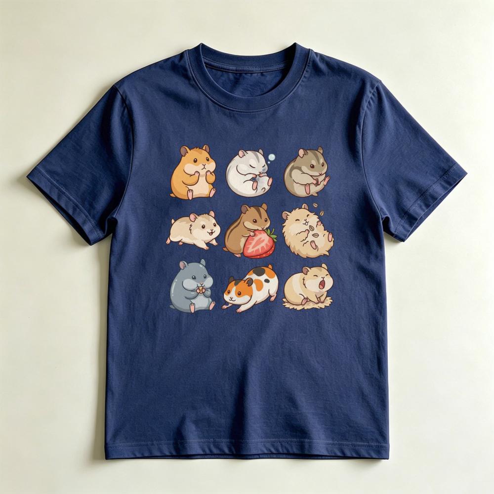 Cute Hamster Collection MultiBreed Rodent Lover Casual Graphic TShirt Hamster Lover Gift Tshirt Unisex Crewneck Cotton Shirt S