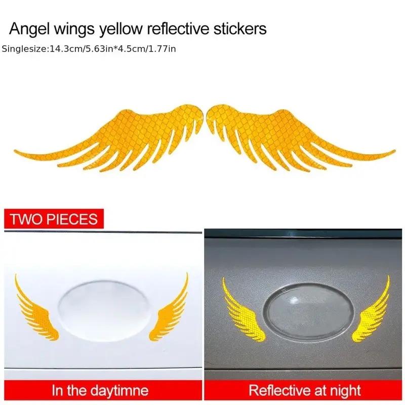 Car Sticker Safety Warning Reflective Angel Wings Reflective Warning Sign Funny Bike Decal Sticker Motorbike Reflective Sticker