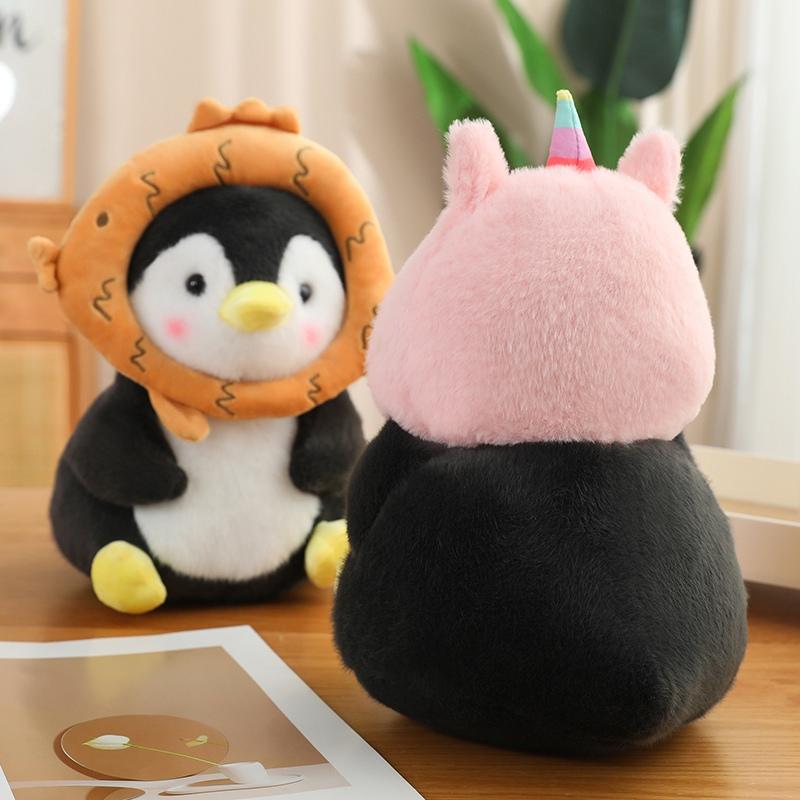 Kawaii Penguin Plush Toy Lovely Penguin Turn To Dinosaur Rabbit Unicorn Stuffed Doll Soft Cartoon Animal Pillow Birthday Gift