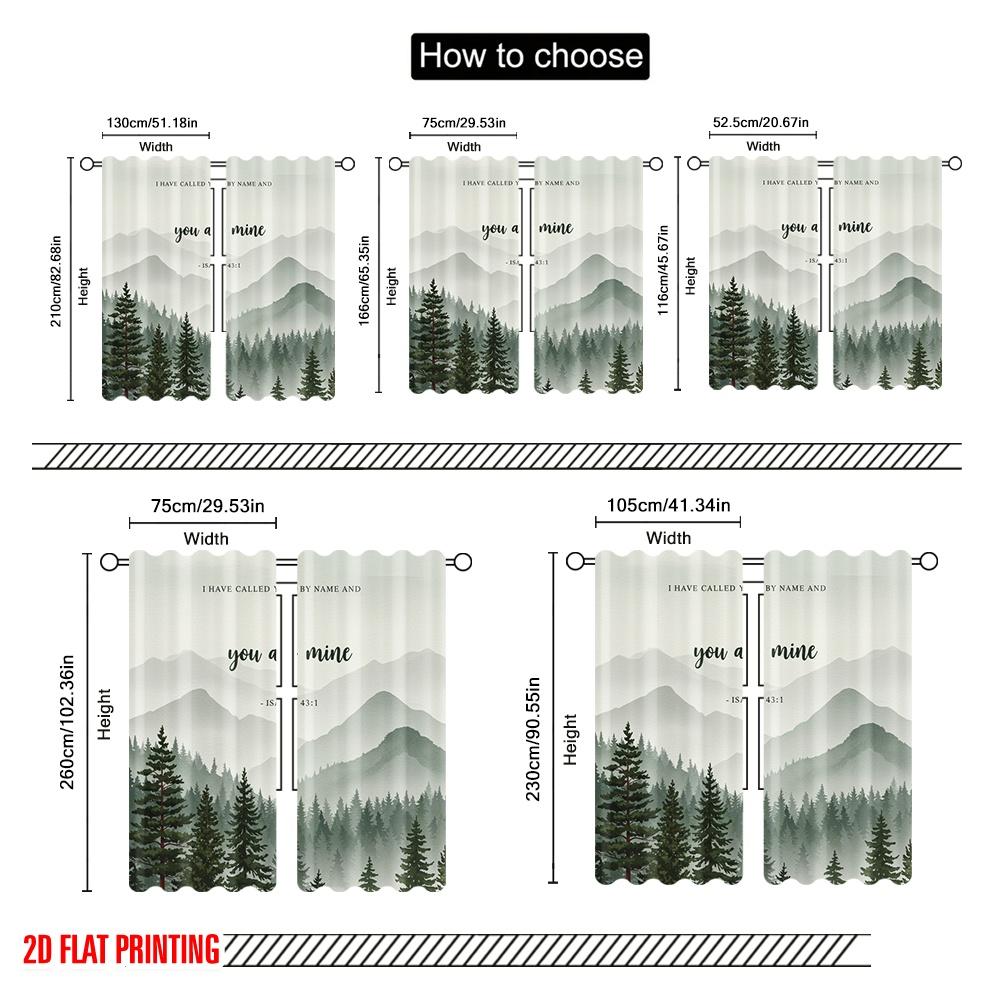 2pcs 2D flat printing Curtains Isaiah 43 1 Trees Mist Polyester Without Electricity All Season Party & Holiday Decor Use for
