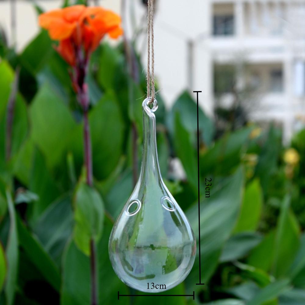 Creative Transparent Hanging Transparent Glass Droplet Shaped Vase Home Decoration Wedding Tea Light Holder Decoration Ornament