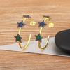 Nidin Romantic Heart and Star Shape Fashion Lightning Colorful Zircon C Shape Hoop Circle Earrings Christmas Jewelry Wholeasale