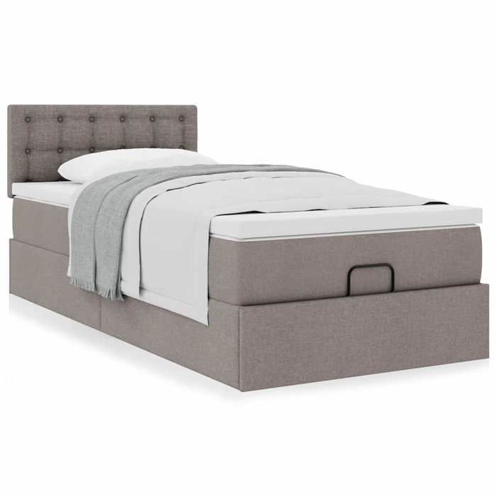 Exclusive House - Ottoman Bed with Taupe Mattress 100x200 Cm Fabric