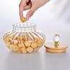 Airtight Glass Sealed Jar Wooden Lid Moisture-Proof Coffee Bean Storage Tank Clear Diamond Shape Grip Sugar Salt Container