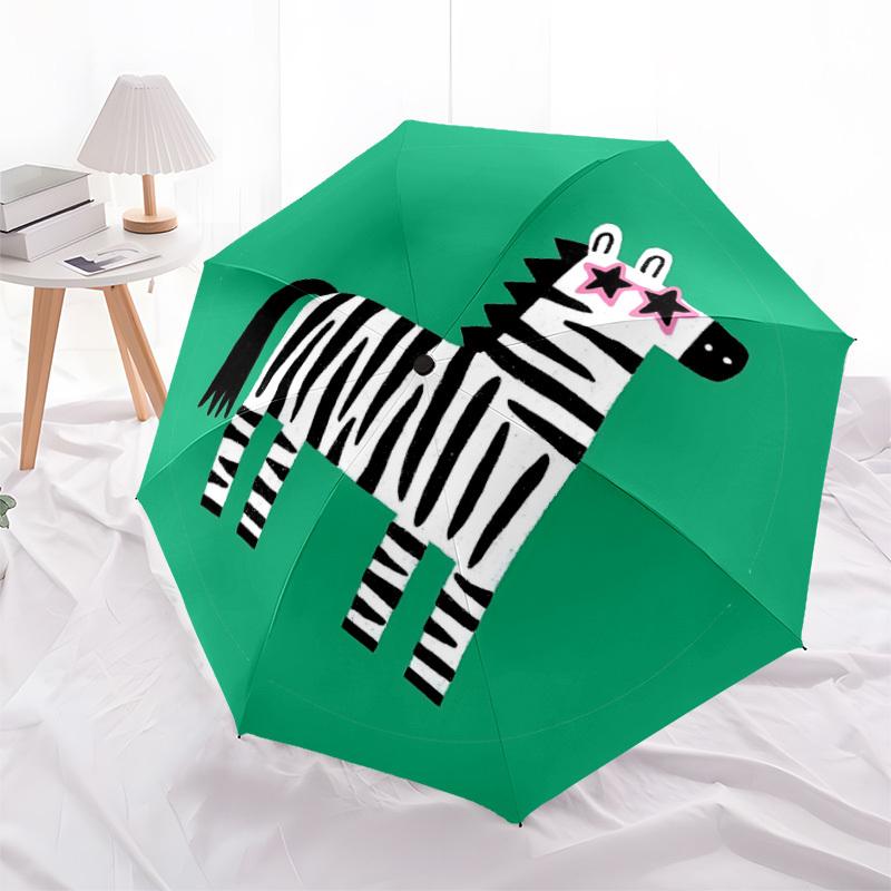1PC Zebra Sunglasses Automatic Folding Umbrella Portable Collapsible 8-Rib Umbrella for All Seasons, Casual Outdoor Accessory, A45