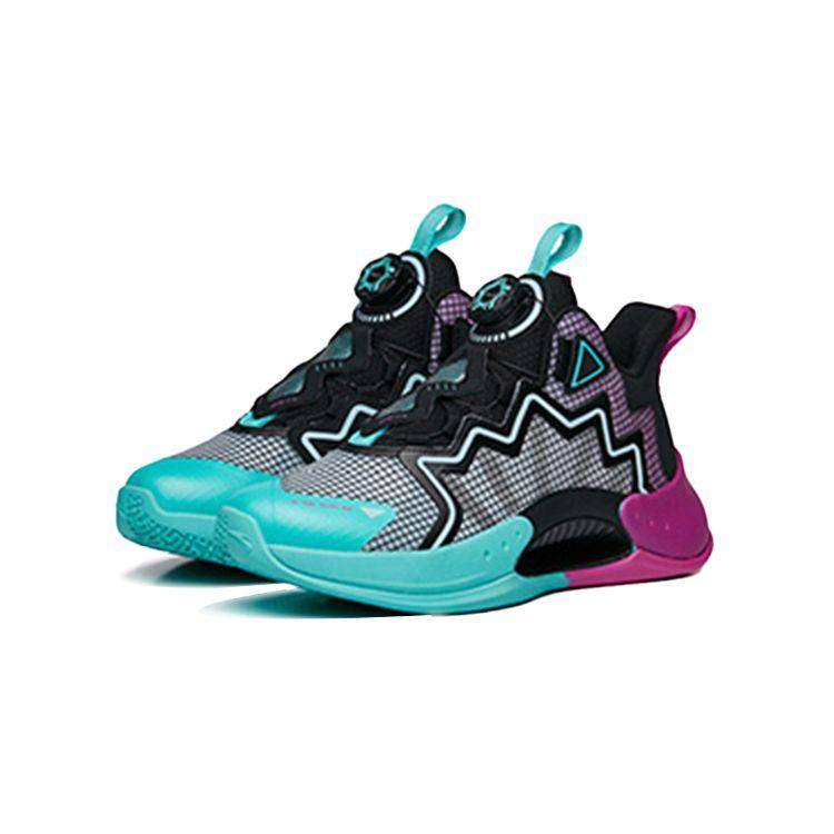 Anta Youth  Kids Crazy Mesh Mid-Top Basketball Shoes Kids Basketball Shoes Black Green Purple 312231111-3