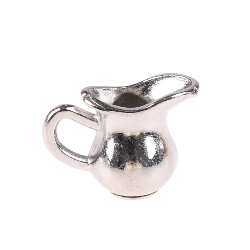 8Pcs/Set Dollhouse Miniature Square Plate Metal Wine And Tea Set